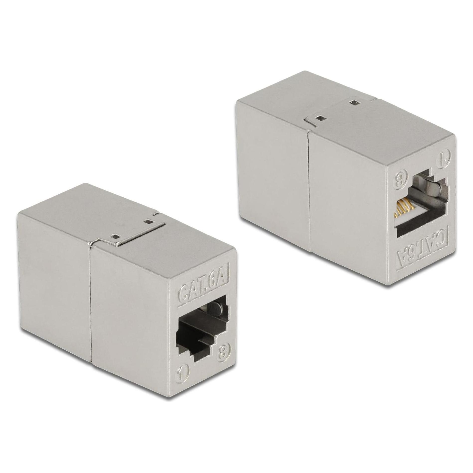 Delock Adapter RJ45 Buchse zu RJ45 Buchse Cat.6A Metall (Netzwerk Kupplung) (87037)