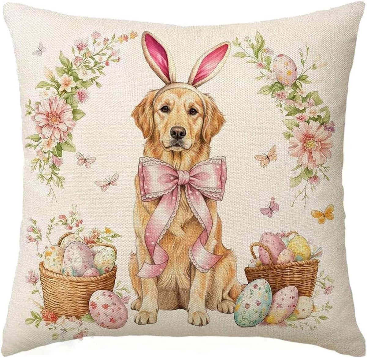 Dubbele linnen kussensloop voor slaapbank in beige - 45 cm