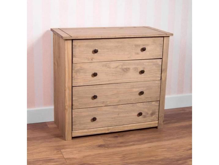 Commode en pin massif Vida Designs Panama - 4 tiroirs - Finition naturelle