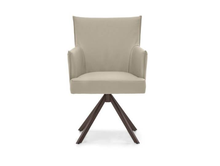 Musterring Nilan Armlehnstuhl in Leder – optional mit Drehfunktion - Leder Tendens latte - Stativgestell Metall marron pulverbeschichtet - Drehfunktion Drehfunktion Modern