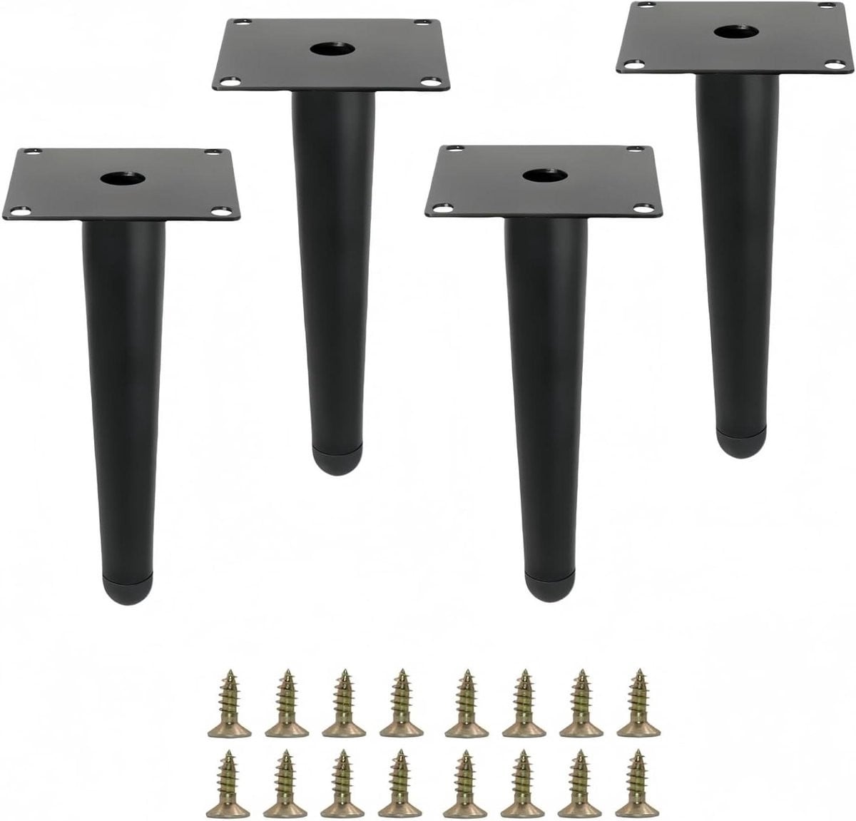Set van 4 zwarte metalen meubelpoten van zwaar koolstofstaal