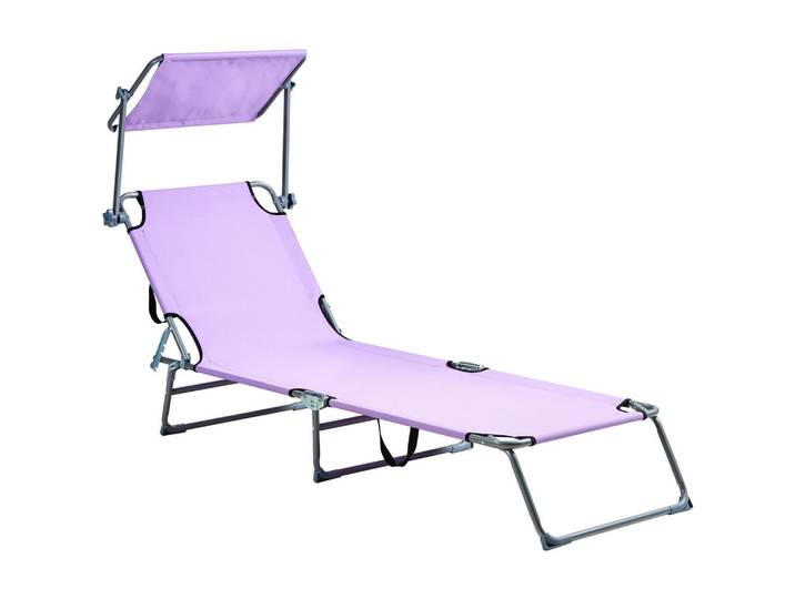 Sonnenliege Violett Foligno, Metall, 58x24x201 cm, Gartenmöbel, Gartenliegen