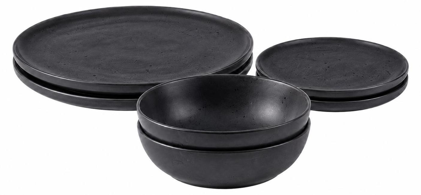 Clay Serviesset Obsidian, 6-delig, keramiek, zwart, voor 2 personen