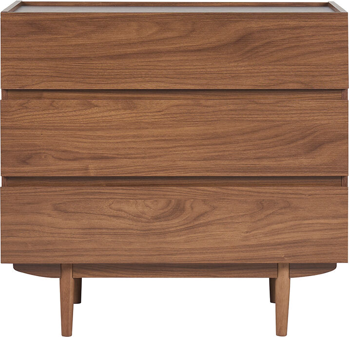 Miliboo Commode finition bois foncé noyer 3 tiroirs L80 cm SANAA
