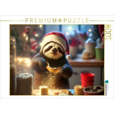 CALVENDO Puzzle Ein süßes Faultier macht Kekse | 1000 Teile Lege-Größe 64x48cm Foto-Puzzle für glückliche Stunden