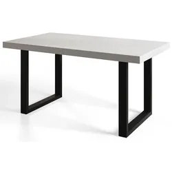 INDUSTRIELLER Esszimmertisch LOFT-U, Größe: 140X80X77 cm, Wohnzimmertisch Farbe: Schwarz, mit Metallbeinen in Farbe Schwarz
