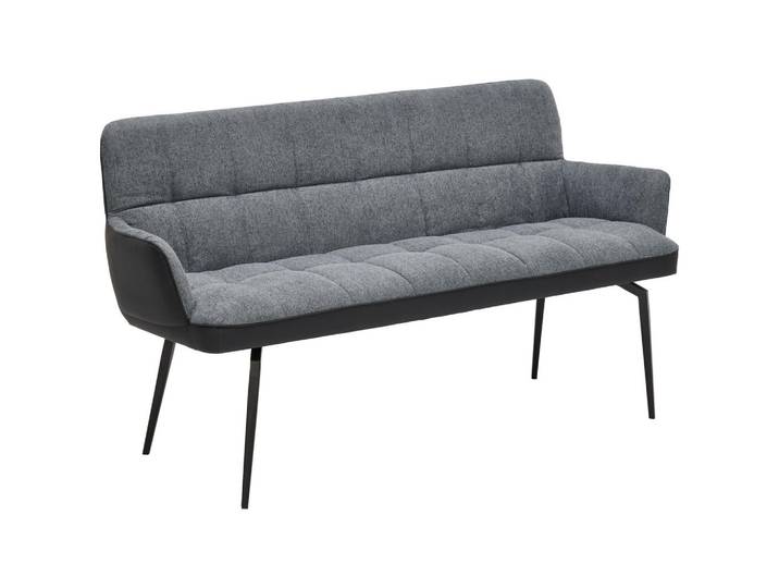 Livetastic Sitzbank, Grau, Schwarz, Metall, 3-Sitzer, 162x88x63 cm, Esszimmer, Bänke, Sitzbänke