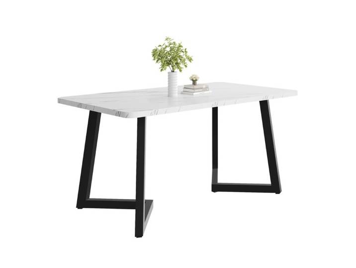 Feuille épaissie Nouvelle table de salle à manger Premium sense 117x68cm （1-St）， Table à manger rectangulaire avec cadre en métal