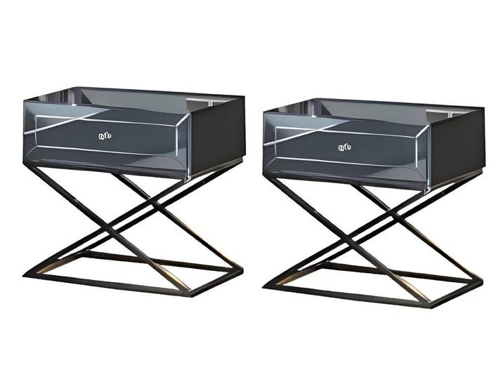 JVmoebel Nachttisch Graue Designer-Holz-Nachttische mit modernem, elegantem Design (2-St., 2x Nachttische), Made in Europa