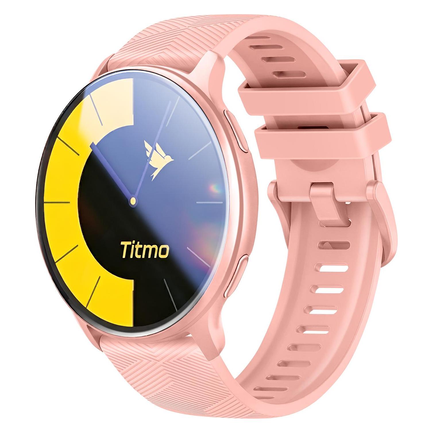 Titmo Smart watches Smartwatch O-200 (GPS, AMOLED, bluetooth call, silicone strap) pink (45 mm, ohne SIM) (O-200)