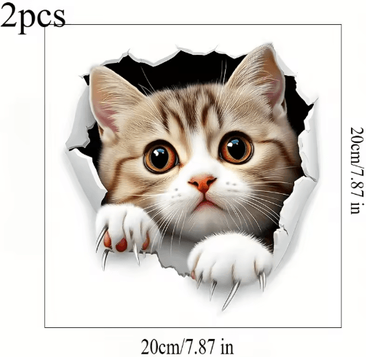 Inspire Picks 3D Cute Cat Toilet Stickers Removable Waterproof Kitten Vinyl Decals For Bathroom Decor 2pcs