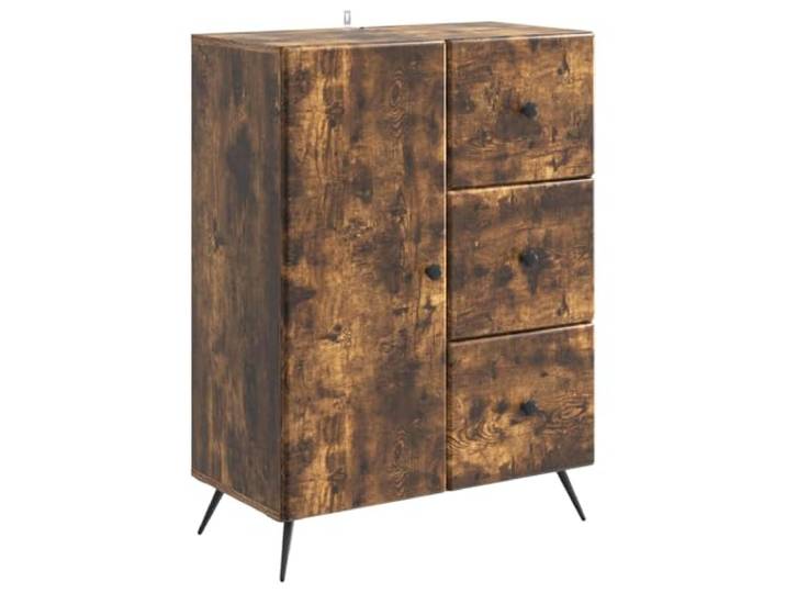 LKJephalotrope Sideboard Geräucherte Eiche 66x34,5x90cm Holzwerkstoff Kompakter Schrank aus Holzwerkstoff mit 3 Schubladen und Türelement für Wohnzimmer, Flur und Schlafzimmer.