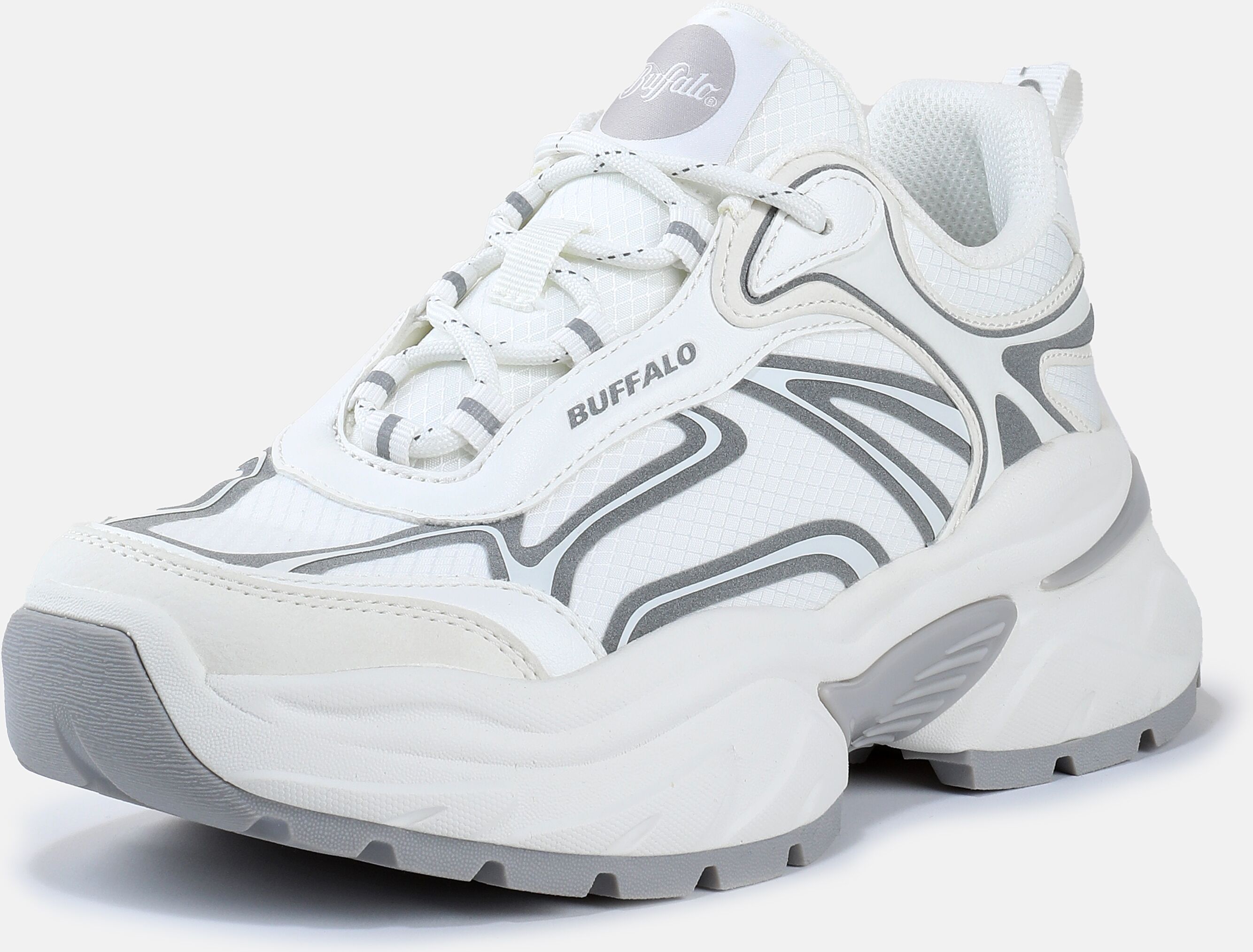 Plateausneaker BUFFALO "CLAW", Damen, Gr. 41, Textil, schwarz-weiß (weiß, kombiniert), Lederimitat, Textil, Schuhe Plateausneaker, Chunky-Sneaker, Freizeitschuh in cooler Streetwear-Optik