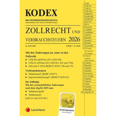 KODEX Zollrecht 2026, Taschenbuch von , LexisNexis Verlag ARD ORAC GmbH, 978-3-7007-9144-7