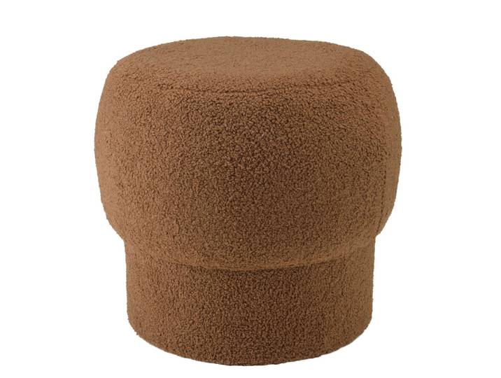 Pouf rond en tissu terracotta d44