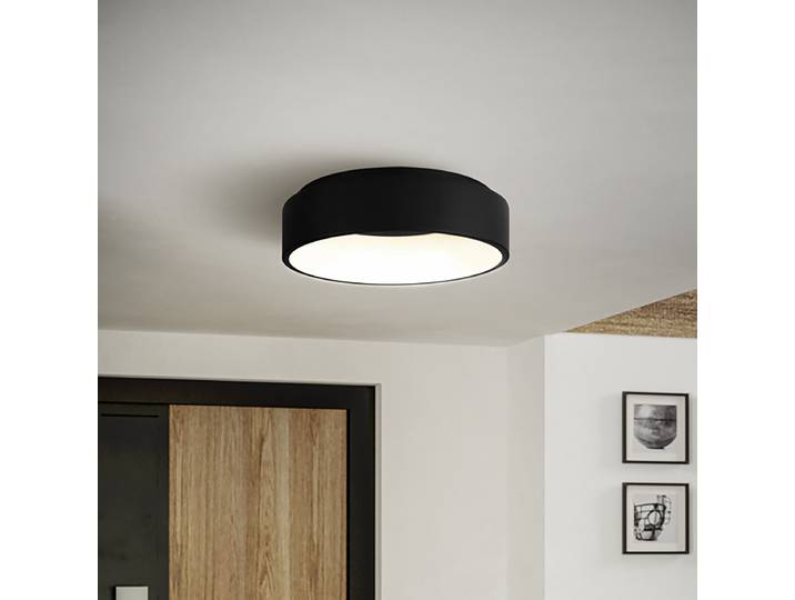 Plafonnier LED 45 x 14 x 45cm Noir acier thermolaqué polycarbonate LED Module LED