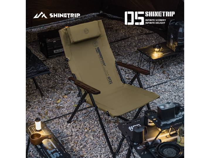 Chaise pliante d'extérieur ShineTrip Série 05, portable, réglable, pour camping, bureau, sieste, pêche, pique-nique
