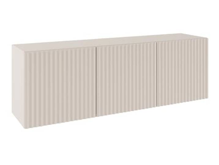 Selsey TV Lowboard 150 cm Kaschmirbeige Geriffelte Fronten Push-to-Open System Ideal für Wohnzimmer Fernsehschrank mit Robuster ABS-Kante Stauraum für Technik, Medien, Alltagsgegenstände