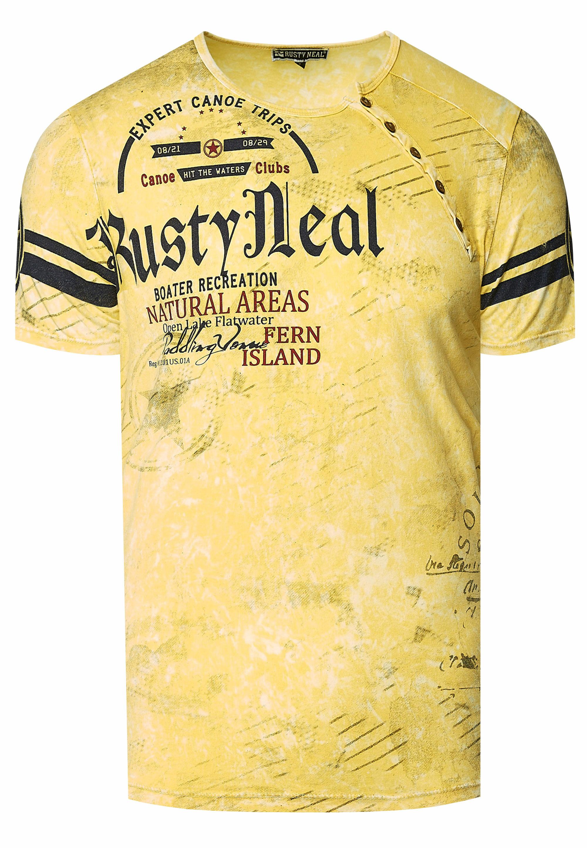 T-Shirt mit Seitlicher Knopfleiste und Logo-Print