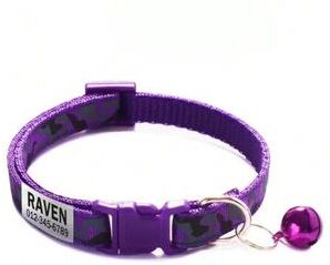 Uplifted Finds Personalized Camouflage Cat ID Collar purple