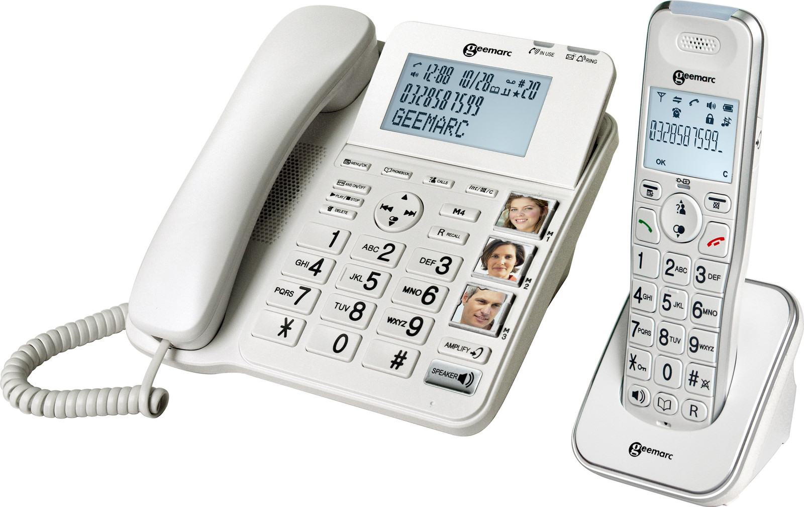 Geemarc AmpliDECT COMBI 295 Combinatietelefoon voor senioren met bedrade aansluiting, 30 dB versterking, antwoordapparaat en extra DECT-telefoon - Duitse versie