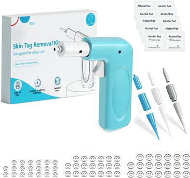 Inspire Curations 3 in 1 Auto Skin Tag Remover Kit Painless Mole & Wart Removal Tool blue