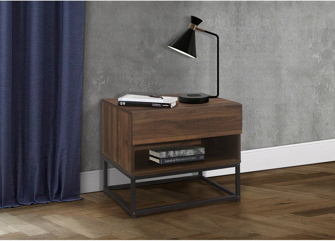 Borough Wharf Chapelcrest 1 Drawer Bedside Table Brown 50cm H X 60cm W X 41.6cm D