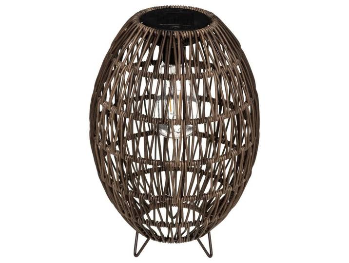 Atmosphera Createur d´interieur Solar-Laterne geflochten Ø 21 cm braun, Braun, Metall, LED integrated, 21x32x21 cm, Dekoration, Laternen & Windlichter, Laternen