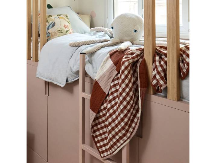 Plaid en coton marron 100x140 cm