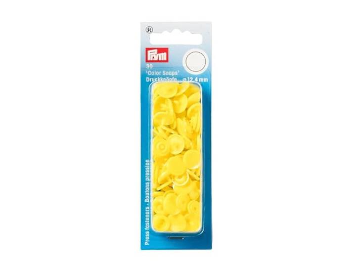 Prym 393107 Naaivrije drukknop Color Snaps rond 12,4 mm lichtgeel, kunststof, 12,4 mm