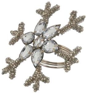 Saro Lifestyle Beaded Napkin Rings With Snowflake Design (Set of 4)