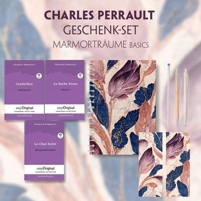 Charles Perrault Geschenkset - 3 Bücher (mit Audio-Online) + Marmorträume Schreibset Basics, Set von Charles Perrault, EasyOriginal Verlag,