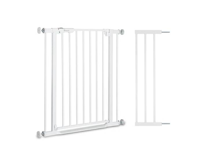 Hauck Türschutzgitter mit 21cm Verlängerung, selbstschließend, flach, White