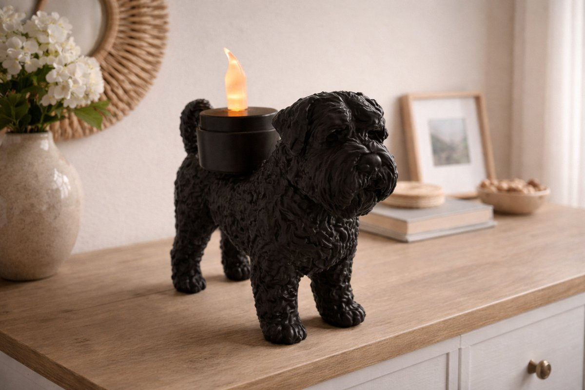 Zwarte Waxinelichthouder Bouvier des Flandres Decoratie