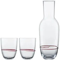 Zwiesel 1382 KARAFFE 0,75 + 2 BECHER 42 AURA ROT, Serviergefässe, Rot, Mehrfarbig