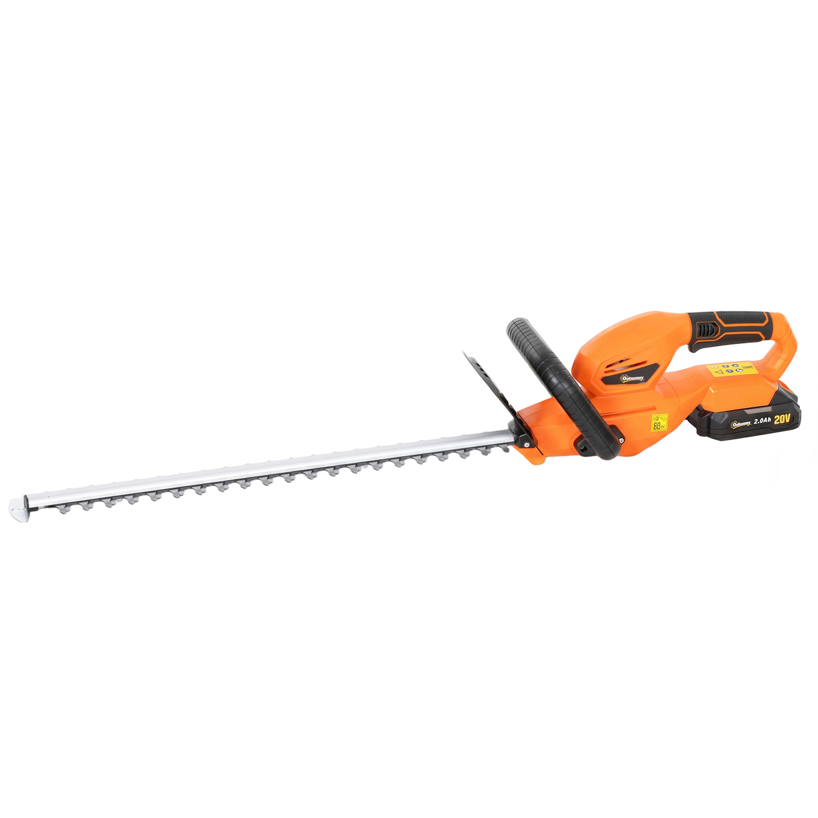Outsunny elektrische draadloze heggenschaar met 100W motorvermogen, 51 cm snijlengte, oranje
