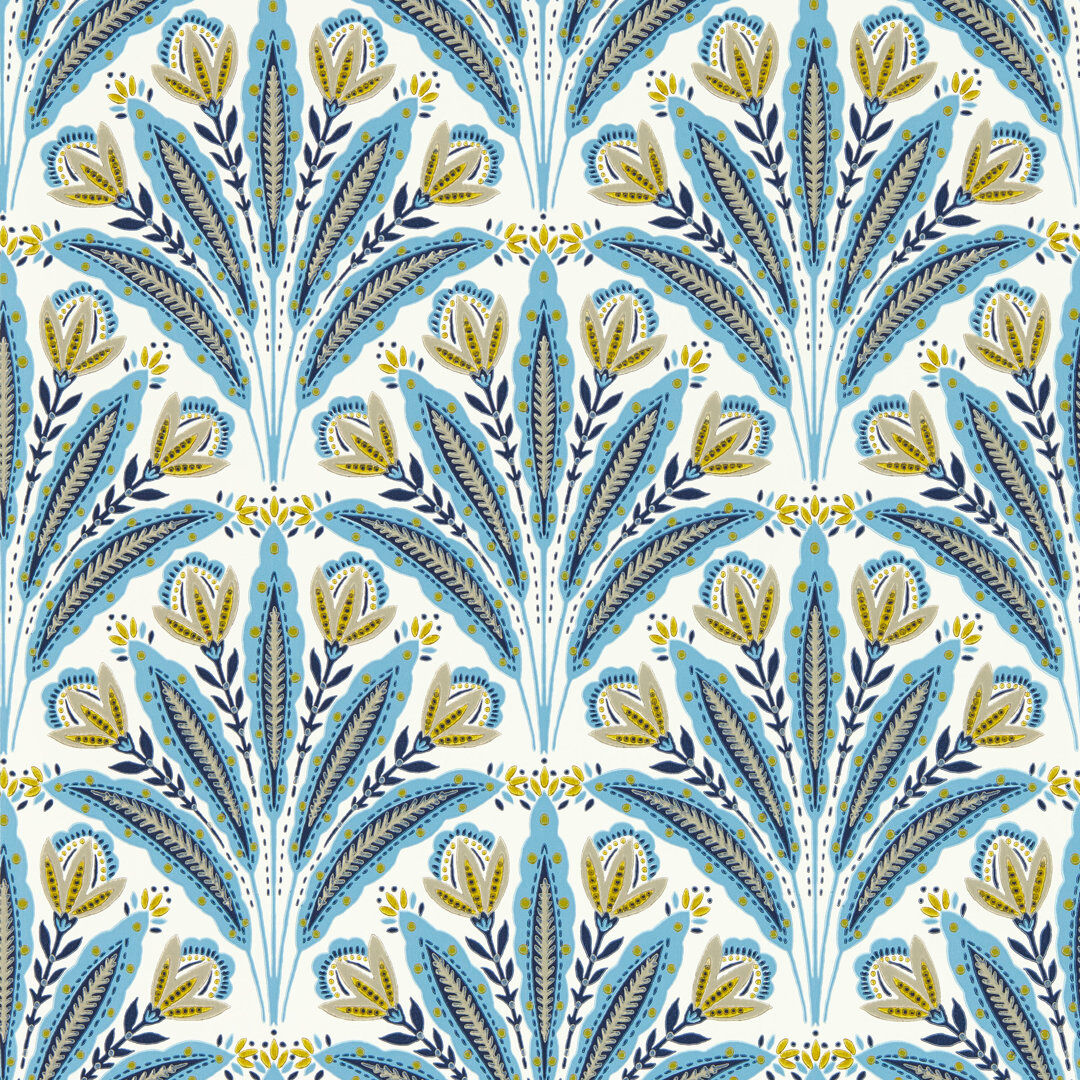 Clarke & Clarke Secret Garden Attingham 10.05m x 52cm Matte Wallpaper Roll Denim