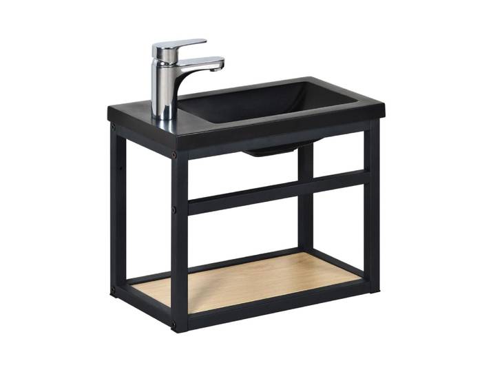 Meuble lave-mains gain de place avec vasque résine 40x32.5cm