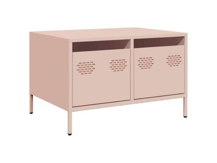 hliofuir TV-Schrank Rosa 68x50x43,5 cm Metall Lowboard mit 2 Schubladen Industrie-Design Fernsehschrank aus Stahl für Wohnzimmer und Schlafzimmer mit verstellbaren Füßen für sicheren Stand.