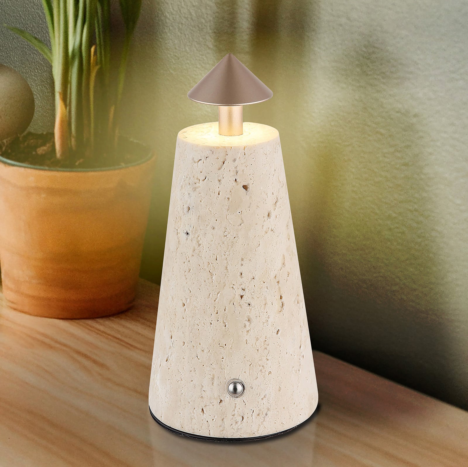 home24 LED-tafellamp bruin, Ø 9 cm