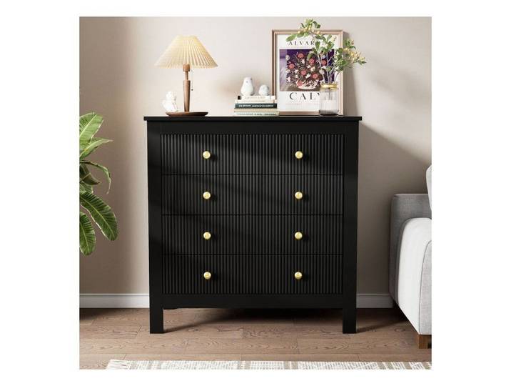 Buffet de Cuisine 79x80.5x 39.5 cm Buffet avec portes spéciales Buffet Salle a Manger a poignées dorées Noir