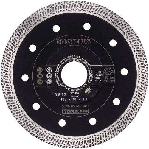 Rhodius 303870 DG15 Diamanttrennscheibe Durchmesser 125mm Bohrungs-Ø 22.23mm Fliesen, Keramik 1St.