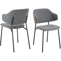 SalesFever »Glenn« Armlehnstuhl 2er-Set dunkelgrau in Bouclé-Optik