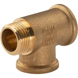 Messing Gewinde-Fitting T-Stück 1/2" IG - 1/2" IG - 1/2" AG (DN15) schwere Ausführung