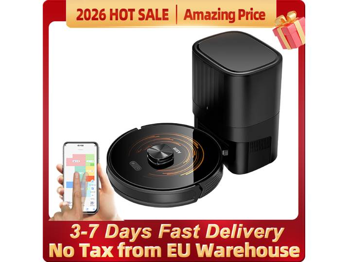 (code promo: EU1000) Robot aspirateur ABIR K30 à vidage automatique S6, aspiration 6500PA, cartes multi-sols, support personnalisé, livres de salle sèche