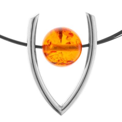 Collier OSTSEE-SCHMUCK "- Bernsteinkugel 16 mm - Bernstein -" Gr. 42, silber (silber 925, silberfarben, weiß), Halsketten, Damen, 42, Bernstein, Collier