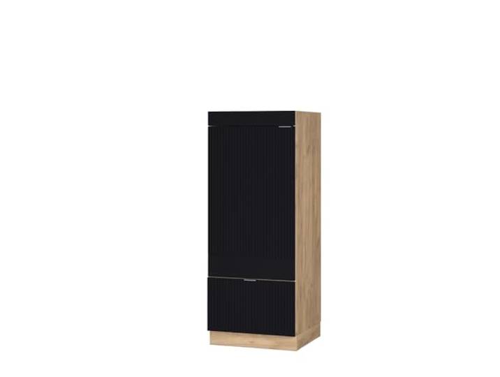 Vicco Vorratsschrank Fame-Line, Schwarz gestreift/Goldkraft Eiche 60 cm