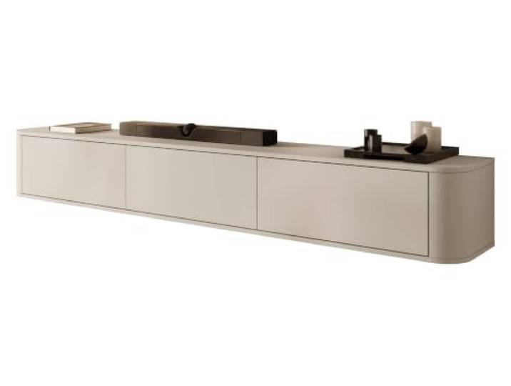 Mirjan24 TV Lowboard Hesofi, Griffloses Öffnungssystem, 3 Klappe/Tür, TV Board Sideboard, Unterschrank, Fernsehschrank, TV Tisch, Fernsehtisch (Cashmere)