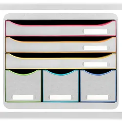 Exacompta 306913D 1x Exacompta, STORE-BOX mit 6 Schubladen, Serie Black Office - Regenbogen