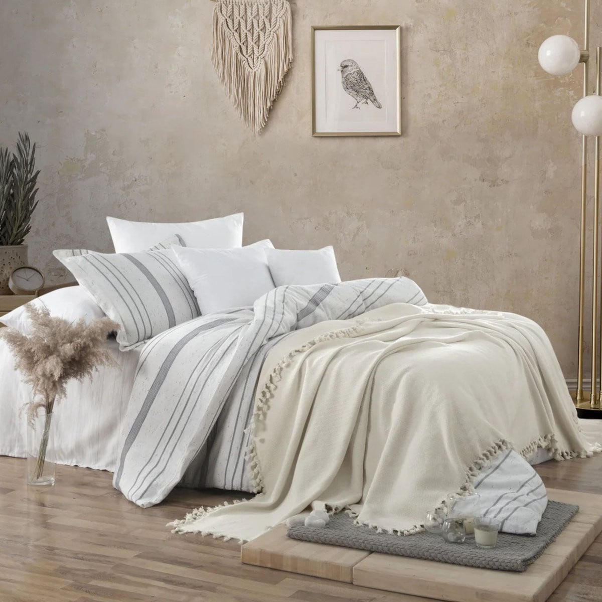 Trimita Duru bedsprei van 100% Turks katoen - Crème - 200 x 240 cm